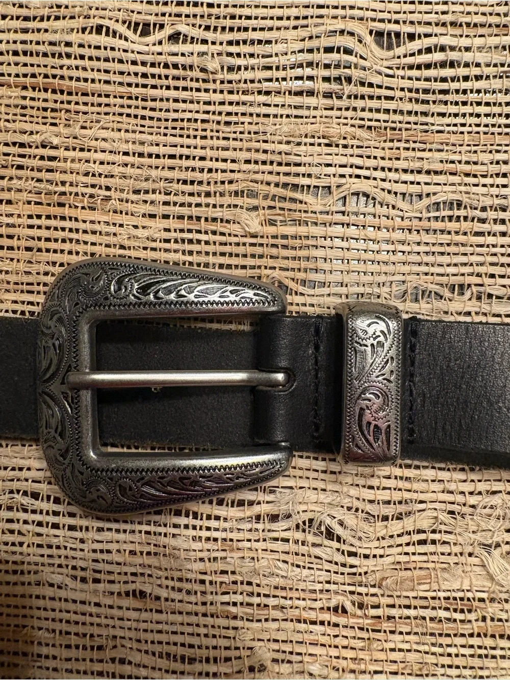 Urban Outfitters Black Leather Women's Belt with Silver Buckle. #Country #Wester